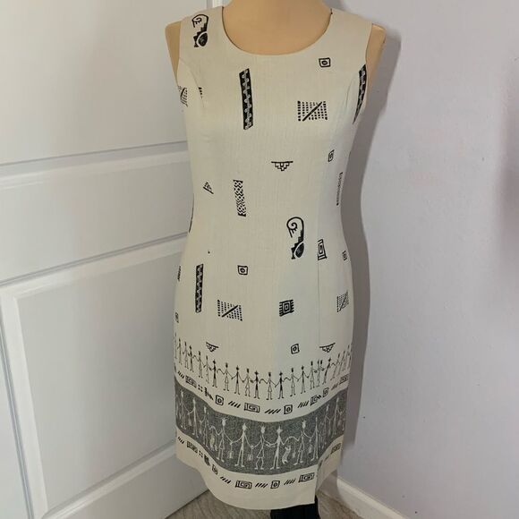 Sag Harbor Bicé Vintage Abstract Patterned Sleevless Midi Dress - Picture 1 of 7